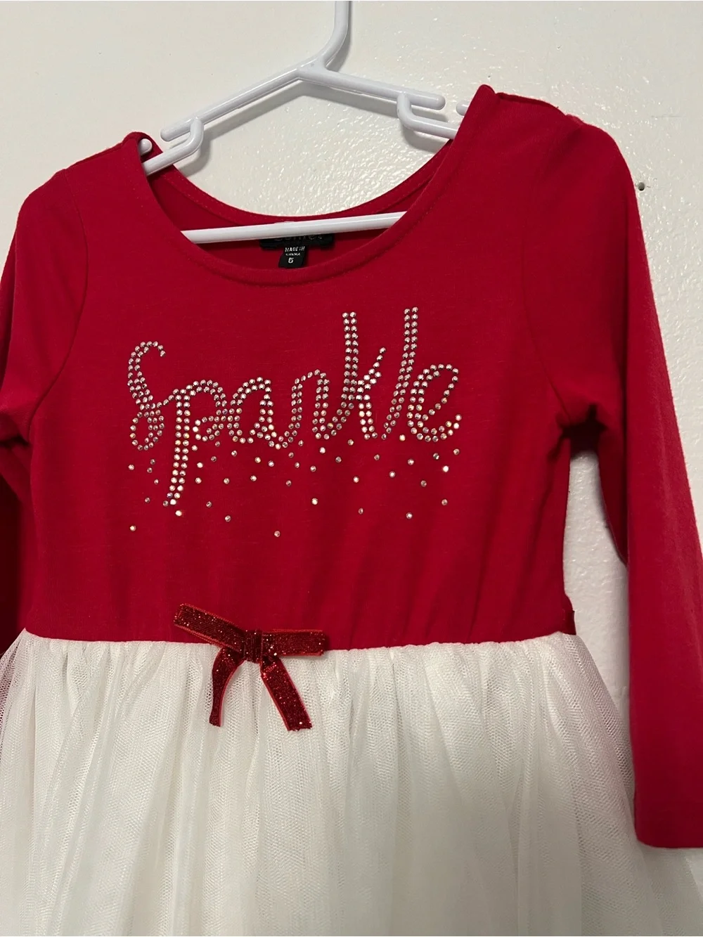 Red & White 'Sparkle' Kids Dress - Sparkling Tulle Skirt Girl 5
